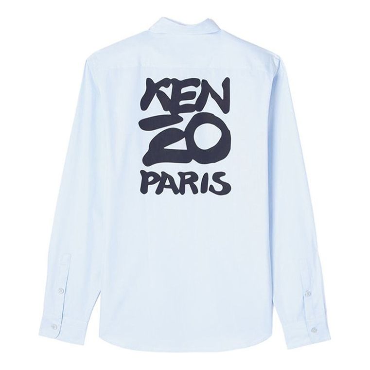 Men's KENZO Printing Logo Long Sleeves Shirt Light Blue FA55CH2151FA-63