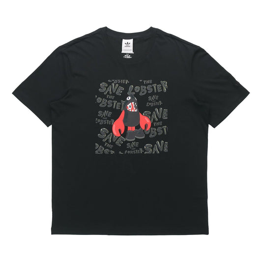 adidas originals Artist Tee Ss Dragon Printing Round Neck Pullover Sports Short Sleeve Black HA4699
