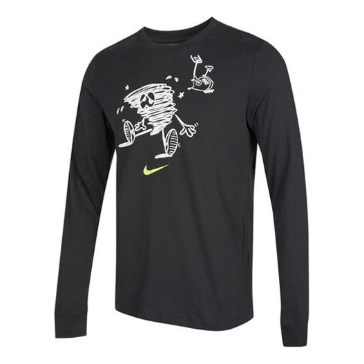 Men's Nike Training Athleisure Casual Sports Long Sleeves Round Neck Black T-Shirt DM5693-045