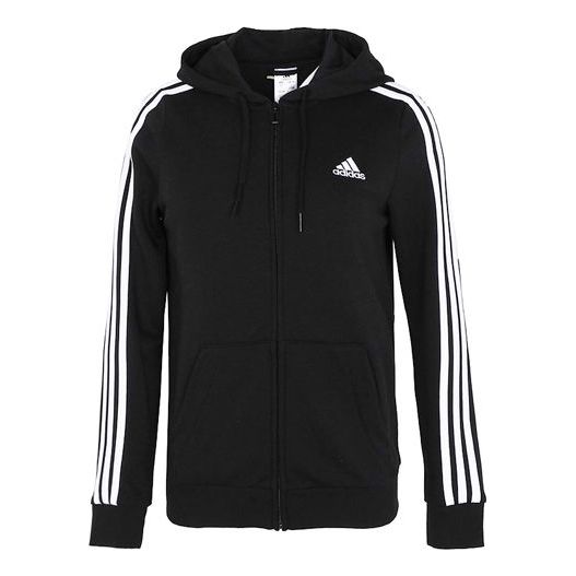 (WMNS) adidas Contrasting Colors Stripe Sports Hooded Jacket Autumn Black GL0792
