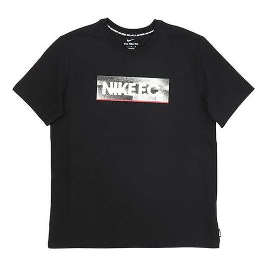 Nike F.C. Logo Printing Soccer/Football Sports Round Neck Short Sleeve Black DH7445-010