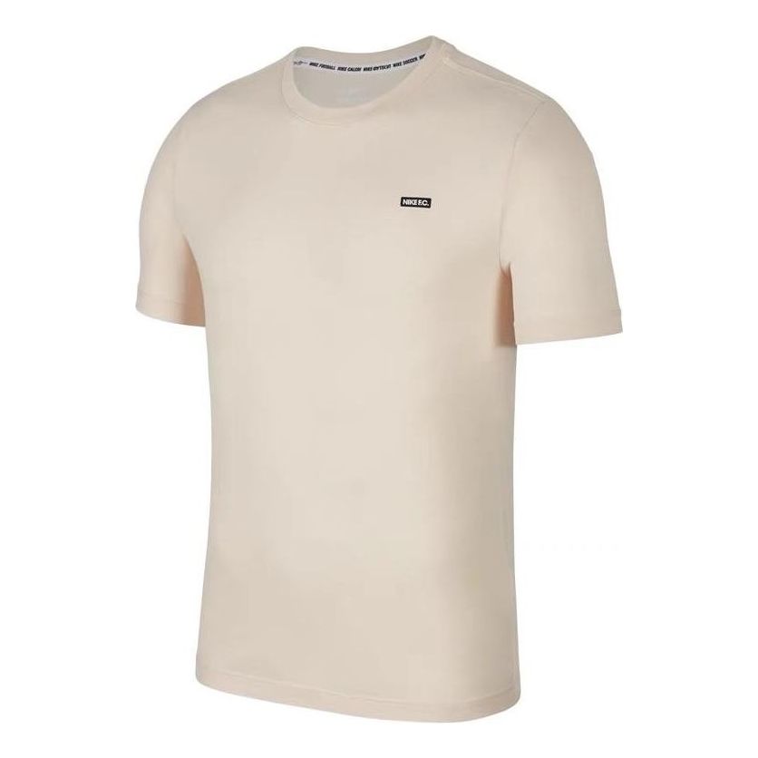 Men's Nike F.C. Dri-Fit Solid Color Logo Round Neck Short Sleeve Creamy White T-Shirt BQ7681-838