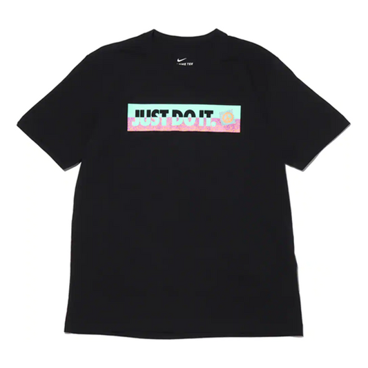 Men's Nike Contrasting Colors Large Logo Casual Sports Round Neck Short Sleeve Black T-Shirt DD1277-010