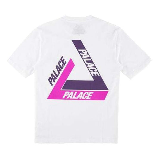 PALACE Tri-Shadow Christmas Limited Pink Purple Triangle Logo Round Neck Short Sleeve White T-Shirt P15TS240