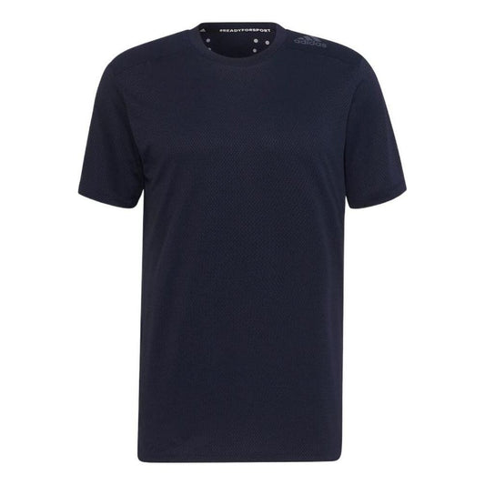 adidas Casual Logo Solid Color Round Neck Short Sleeve Navy Blue HC4228