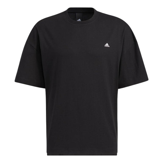 adidas Solid Color Sports Short Sleeve Tee 'Black' HC9979