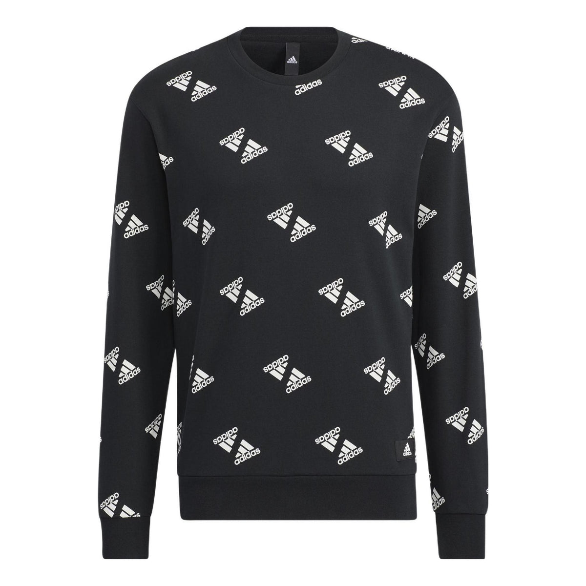 adidas Fi Bp1 Aop Swt Full Print Logo Sports Round Neck Pullover Black HE7447