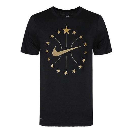 Nike Bronzing Logo Sports Quick Dry Basketball Short Sleeve Black 913343-010