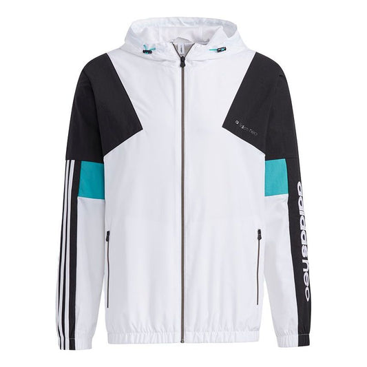 adidas neo M Cs Cb Wb 2 Logo Embroidered Contrasting Colors Sports Jacket White GP5685