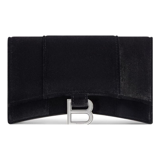 (WMNS) Balenciaga Hourglass Velvet Jersey Wallet On Chain 'Black' 6560502AAPT1000