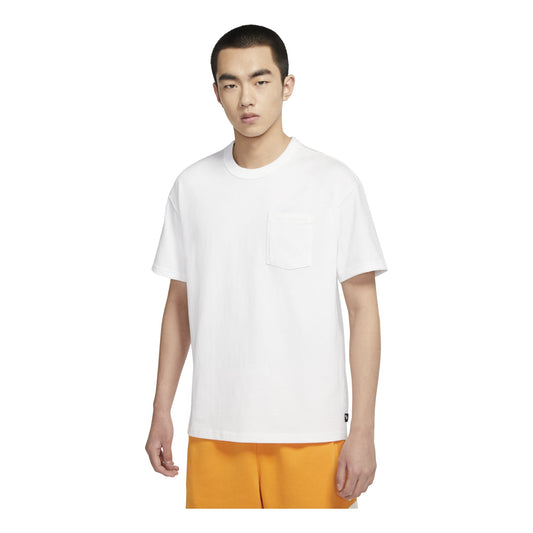 Nike Solid Color Pocket Round Neck Loose Short Sleeve White DQ9296-100