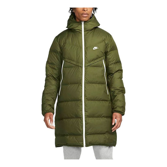 Nike Logo Sports Hooded Down Coat 'Military Green' DD6789-326