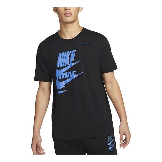 Men's Nike Chest Creative Printing Short Sleeve Black T-Shirt DM6378-010