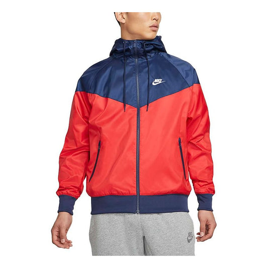 Nike Sportswear Windrunner Colorblock Sports Training hooded Woven Jacket Red DA0002-657