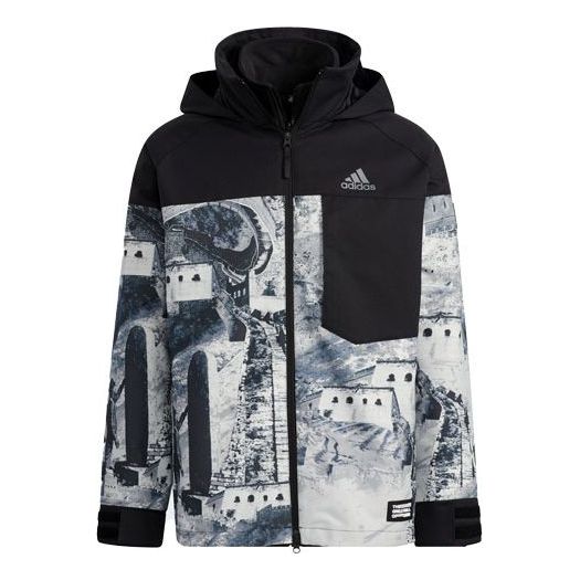 adidas Zipper Stand Collar Hooded 3 In 1 Long Sleeves Jacket Black H23107