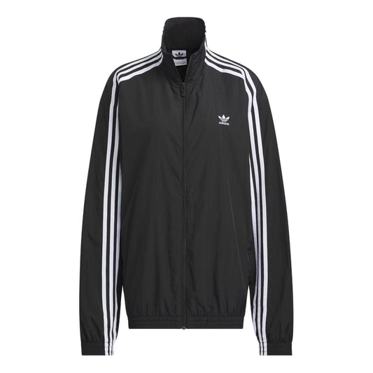 (WMNS) adidas Originals Oversized Track Top Asia Sizing 'Black White' JJ3361