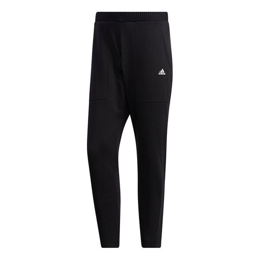 adidas Solid Color Casual Running Sports Fleece Lined Long Pants Black GM4461
