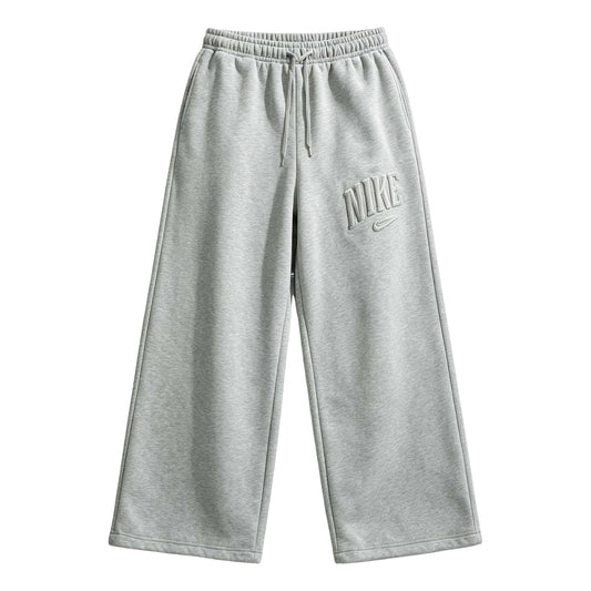 (WMNS) Nike Studio Fleece Medium Mid-Rise Wide-Leg Pants 'Dark Grey Heather' IU1156-063