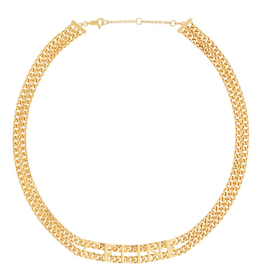 Celine Gold Finish Gourmette Necklace