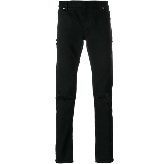 Balmain Slim Fit Ripped Black Jeans