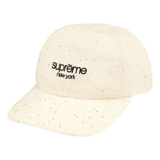 Supreme SS26 Sequin Denim Classic Logo 6-Panel 'Natural' SUP-SS26-1065-WHT