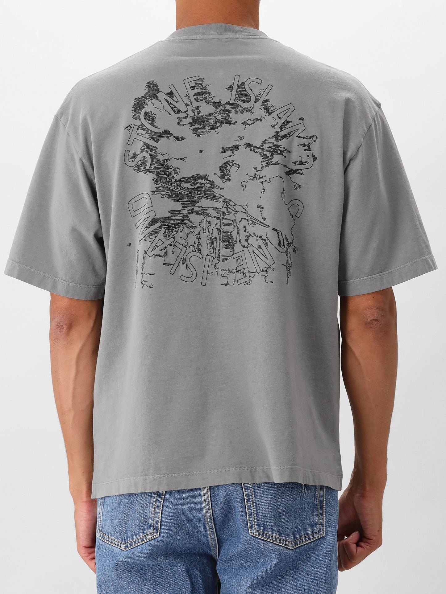 Stone Island T-shirt Grijs Backprint