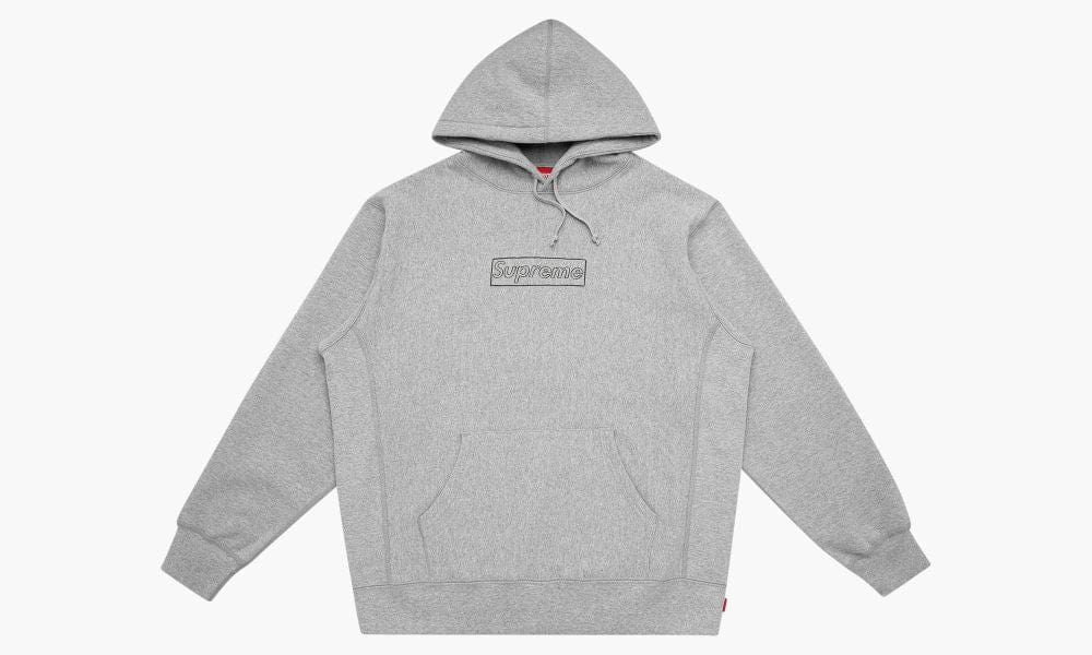 SUPREME KAWS CHALK LOGO BOX LOGO HOODIE GREY