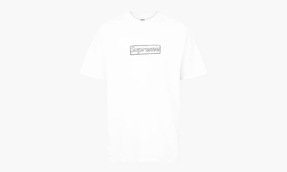 SUPREME KAWS CHALK LOGO BOX LOGO TEE WHITE