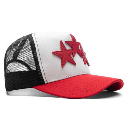 3 Star Trucker Hat - Red