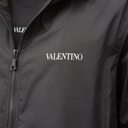 Valentino Black Hooded Logo Windbreaker